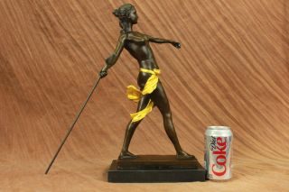 Heißdruck Gold Patina Von Diana Die Jägerin Art Nouveau Bronze Skulptur Figur Bild