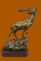 Figur Bronze Marmor - Statue Hirsch Trophäe Wildjäger Wohnkultur Antike Bild 1
