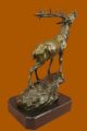 Figur Bronze Marmor - Statue Hirsch Trophäe Wildjäger Wohnkultur Antike Bild 2