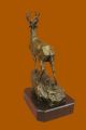 Figur Bronze Marmor - Statue Hirsch Trophäe Wildjäger Wohnkultur Antike Bild 3