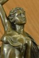 Bronzeskulptur Art Deco Signiert Heiß Gegossen Kerzenhalter Armleuchter Antike Bild 11