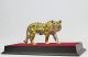 Skulptur Bronze Großer Indischer Tiger 24k Vergoldetes Silber Figur Museum Antike Bild 3