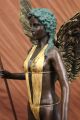 Krieger Mädchen&speer Bronze Statue Skulptur Farbe Patina Heiße Guss Marmorfigur Antike Bild 4