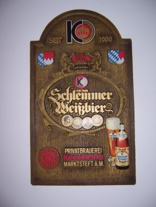 Altes Reklame Schild Bier Brauerei Schlemmer Weißbier Kesselring Marktsteft A.  M. Bild
