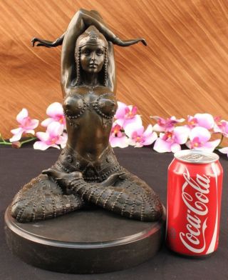 Bronze Skulptur Yoga Tänzerin Art Deco Statue Gusseisen Marmor Basis Figur Bild