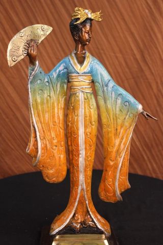 Hand Crafted Japanischen Geisha Multi Farben Patina Wachsausschmelzverfahren Bild