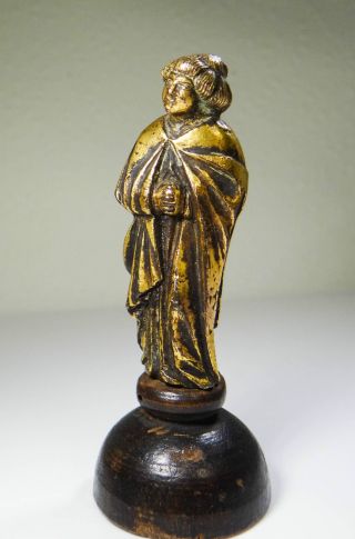 17.  Jhdt Barock MÖnch Figur Messing Feuervergoldet Baroque Monk Figure Aq009 Bild