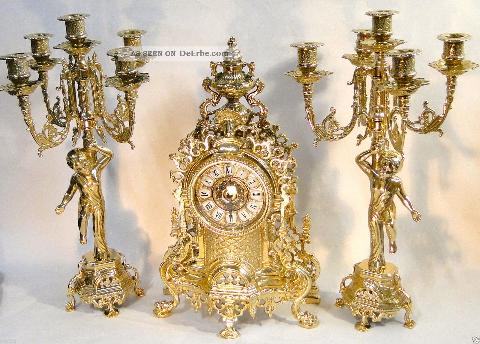 Kaminset Kaminuhr Kerzenhalter Kerzenständerset