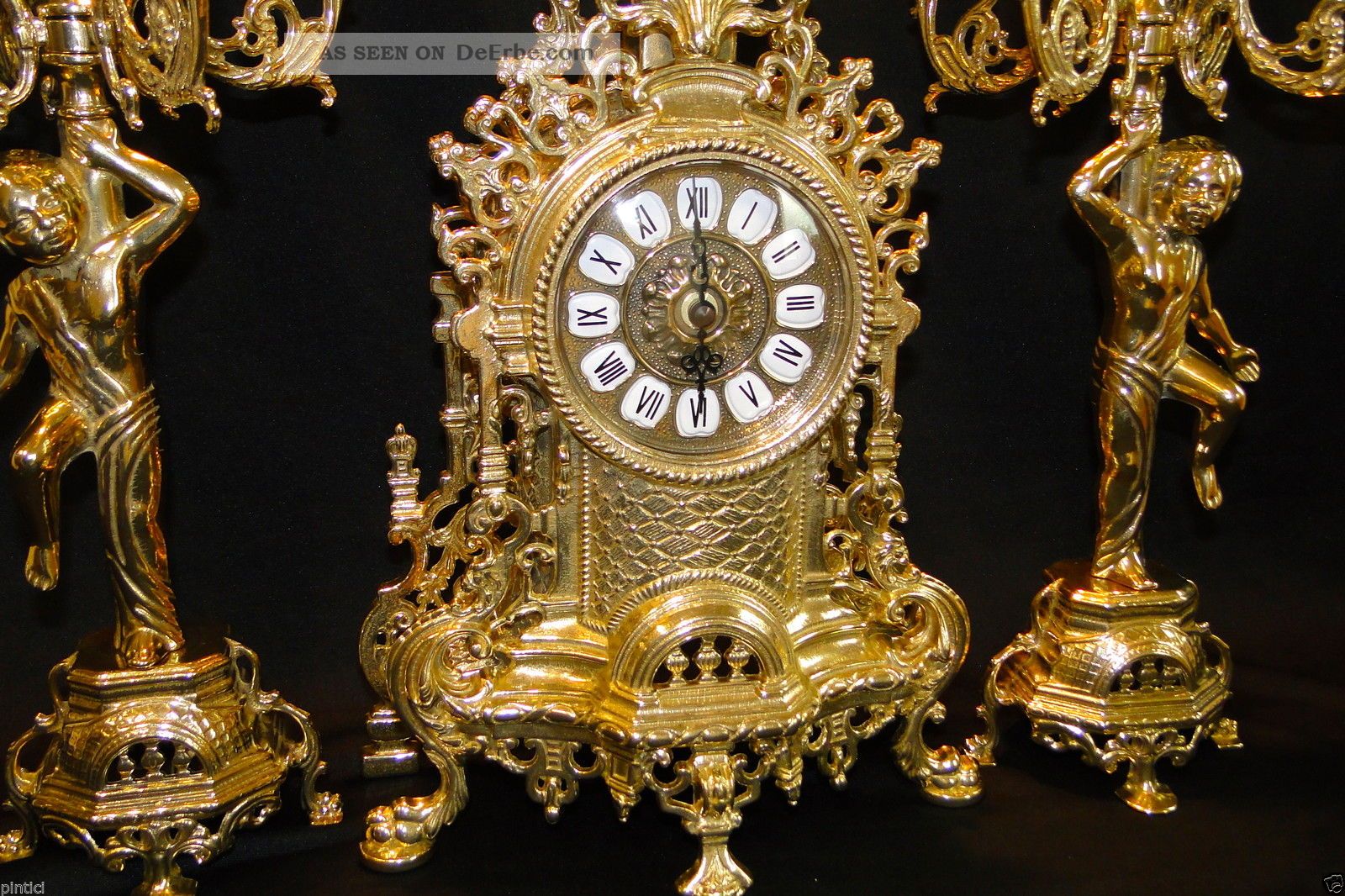 Kaminset Kaminuhr Kerzenhalter Kerzenständerset