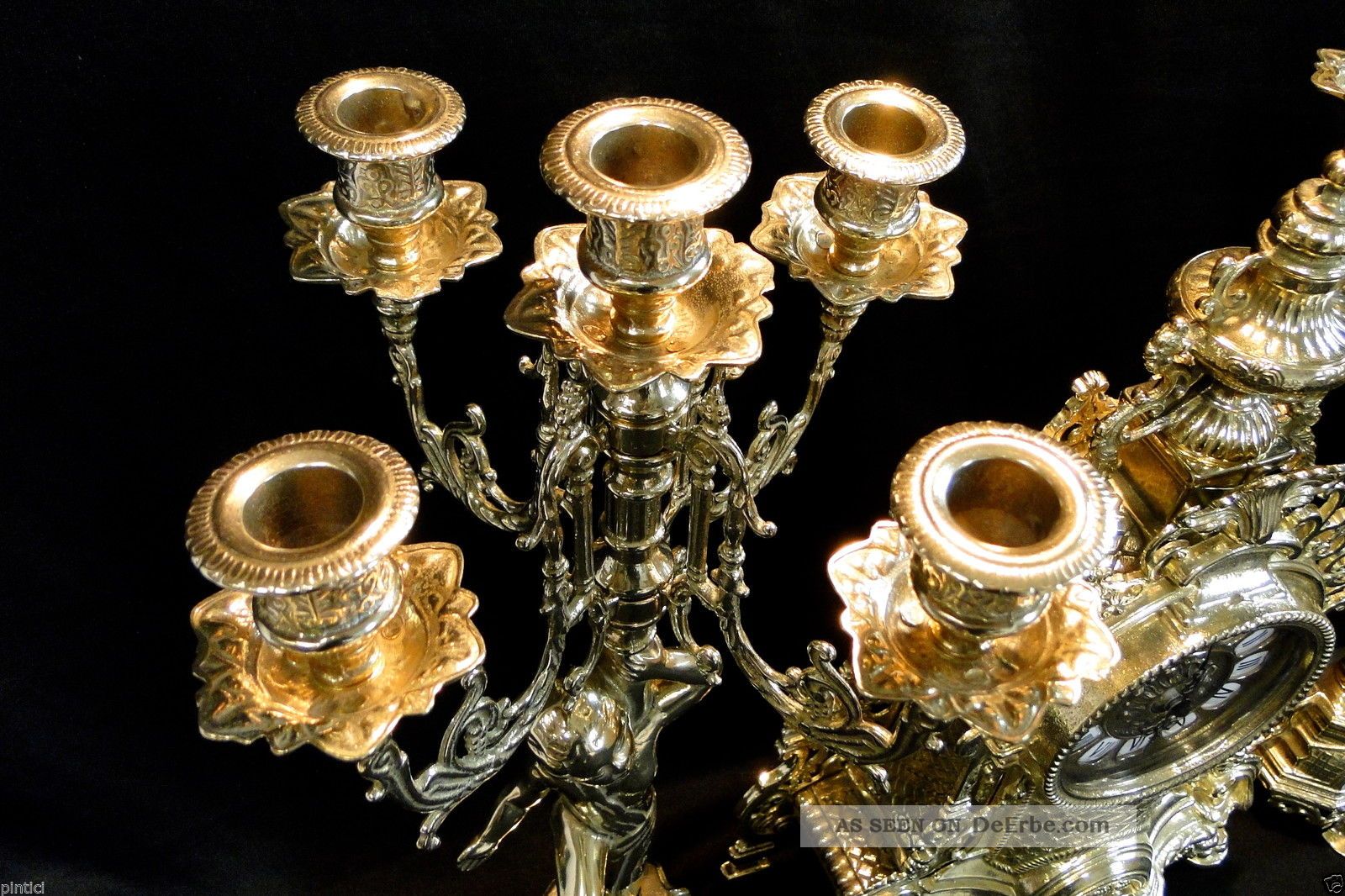 Kaminset Kaminuhr Kerzenhalter Kerzenständerset