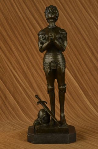 Heilige Jeanne D ' Arc Jungfrau Von Orleans/französisch Beten Heldin Bronze Statue Bild