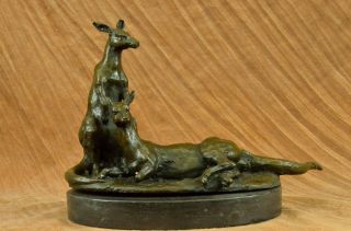Schöne Zeitgenössische/zwei Australische Kängurus - Bronze Marmor Statue Geschenk Bild