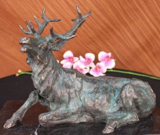 Bronzefigur Groß Elch Wilde Tiere Skulptur Für Hütte Ferienhaus Jäger Geschenk Bild
