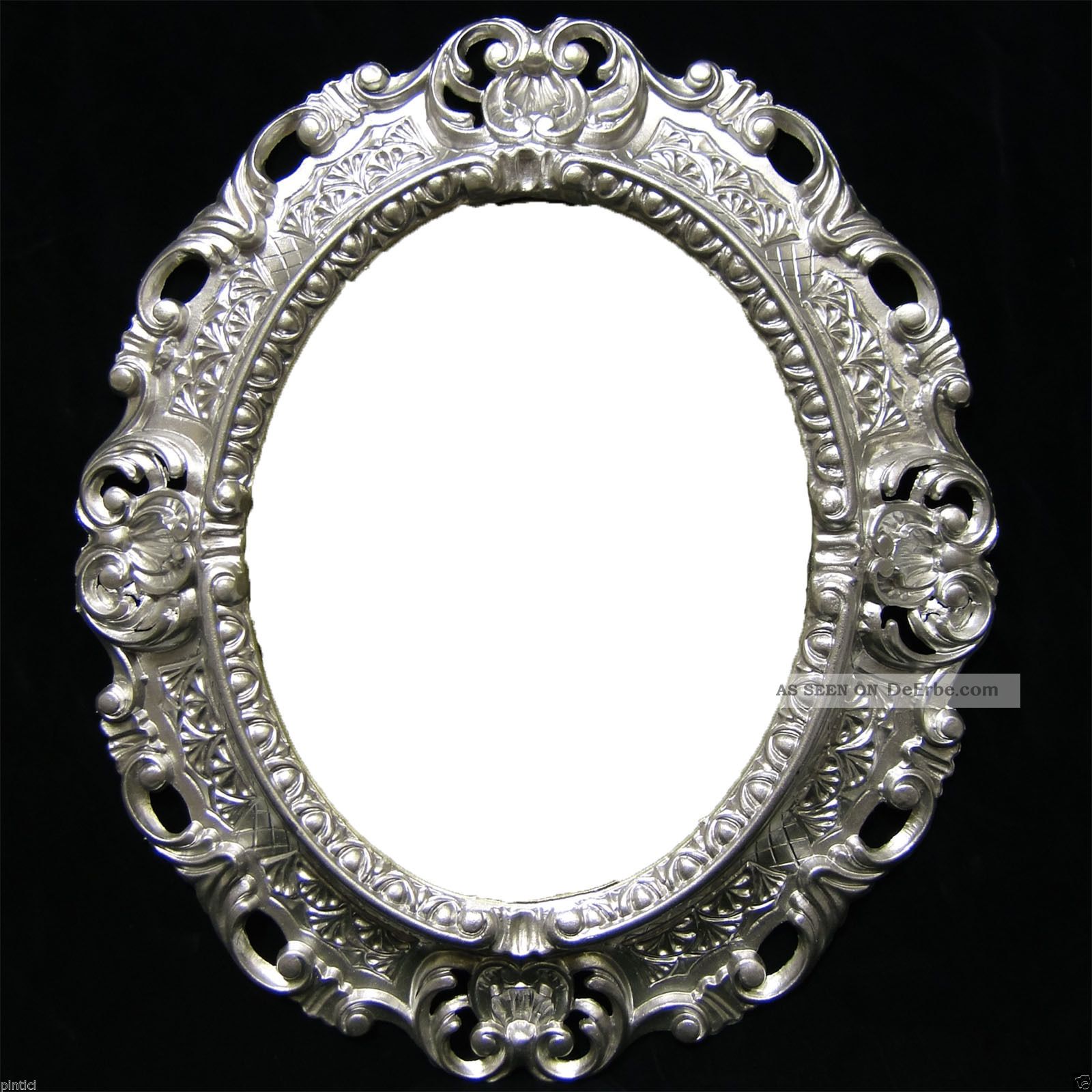 Wandspiegel Silber Oval Barock Badspiegel Spiegel Antik 62x48cm Flurspiegel C12 