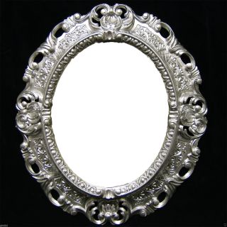 Wandspiegel Silber Barock Oval Spiegel Antik 45x38 Badspiegel Oval Spiegel 3045 Bild