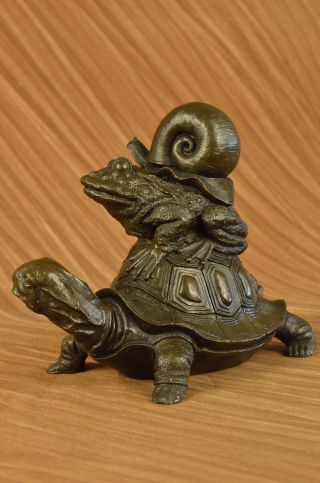 Vintage Skulptur Schildkröte Schnecke Frosch Ausgezeichneter Messing Bild