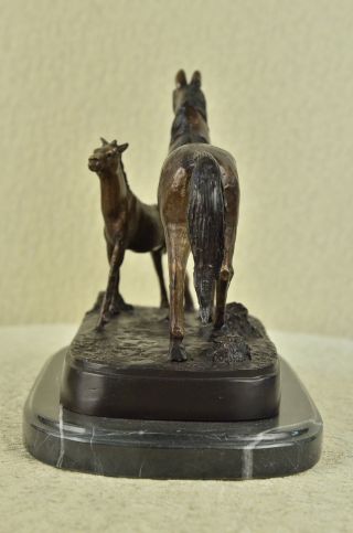 Bronze Skulptur Pferd Mutter & Baby Art Deco Marmor Fogurine Bild