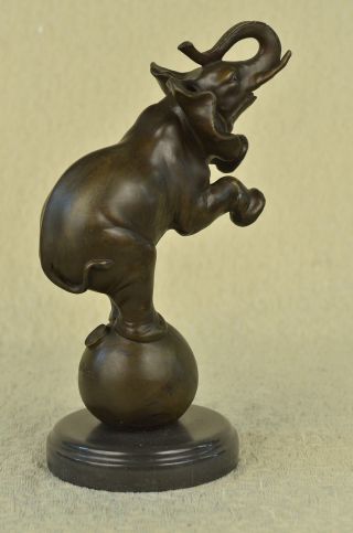Schöne Weinlese - Bronze - Und Marmorunter Elefant Skulptur Statue Figurine Bild