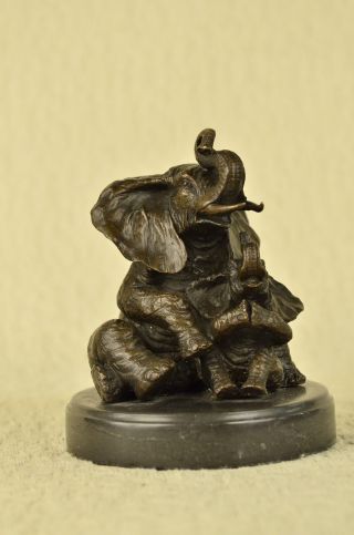 Afrikanischen Safari Elefant Bronze Figur Statue Marmorunter Figurine Jugendstil Bild