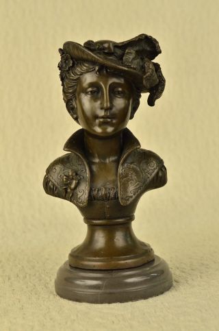 Bronze Portrait Bildnisbüste Frau Sehr Hübsch Klassisch Statue Figur Bild
