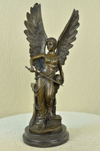 Echt Bronzemetall Statue / Marmor Klassische Nike Von Samothrake Sieg Skulptur Bild