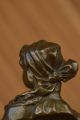 Statue Bronze Signiert Marmor Statue Porträt Büste Dame Mädchen Art Nouveau Deco Antike Bild 10