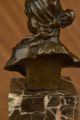 Statue Bronze Signiert Marmor Statue Porträt Büste Dame Mädchen Art Nouveau Deco Antike Bild 11