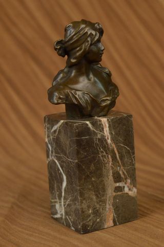 Statue Bronze Signiert Marmor Statue Porträt Büste Dame Mädchen Art Nouveau Deco Bild