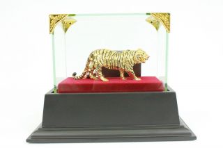 Sammler Hand Gefertigt Ausgabe 24 Karat Vergoldet Afrikan.  Tiger Bronze Skulptur Bild