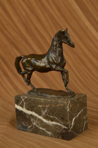 Barye Bronze Statue Figur Auf Marmorblock Galoppierendes Pferd Jugendstil Bild