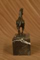 Barye Bronze Statue Figur Auf Marmorblock Galoppierendes Pferd Jugendstil Antike Bild 5