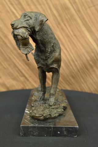Bronze Skulptur Mit Marmor Sockel Labrador Retriever Vogel Jagd Auszeichnung Bild