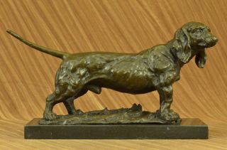 Basset Hound Dog Abbildung Art Deco Bronze Skulptur Marmorsockel Figur Geschenk Bild