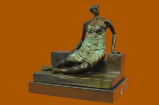 Henry Moore Bronze Skulptur Zurücklehnende Frau Signiert Sammler Ausgabe Figur Bild