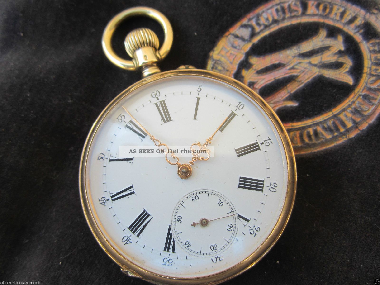 Gold Herren Taschenuhr 14 Karat Schweiz Antik Pocket Watch Intakt Funktioniert Taschenuhren Bild