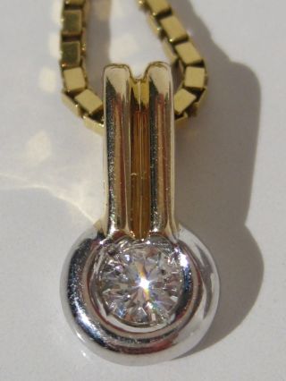 585 Gelbgold Collier Mit Diamantanhänger,  14 Kt Gold Kette Diamant 0,  10 Karat Bild