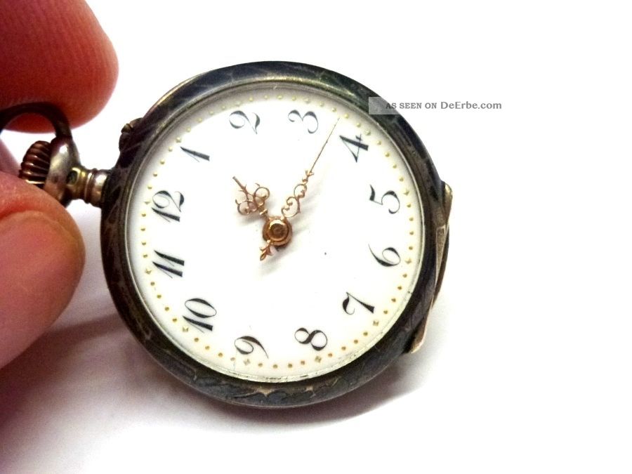 Elli: Wunderschöne Kleine Silberne Damentaschenuhr (handaufzug) 8ql3113 Taschenuhren Bild