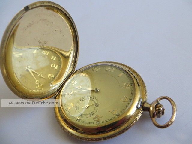 Gustav Rau Savonette Double Walz Gold Taschenuhr 1920 D 5,  2 Cm Funktionstüchtig Taschenuhren Bild