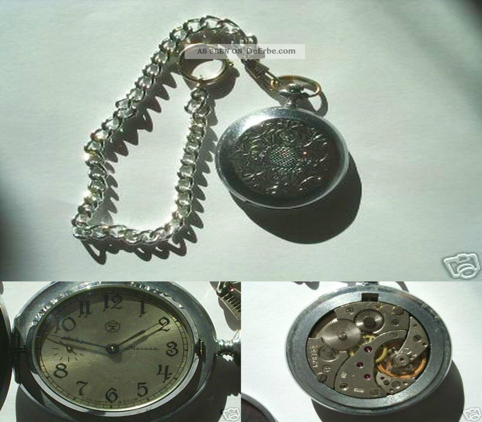 Schöne Alte Russische Taschenuhr Mit Kette - Wappen Taschenuhren Bild