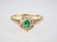 Jugendstil Damen 585 14k Gelbgold 0,  5 Ct Diamant Rose 0,  2 Ct Smaragd Ring,  Gr.  58 Schmuck nach Epochen Bild 1