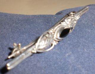 Antike Jugendstilbrosche Mit Onyx,  925er Silber, Bild