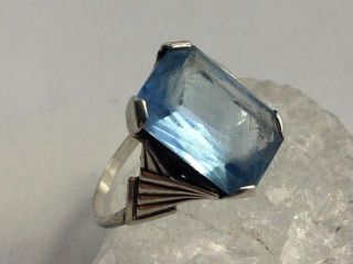Art Deco Ring Blautopas Oder Spinell 830 Silber Bild
