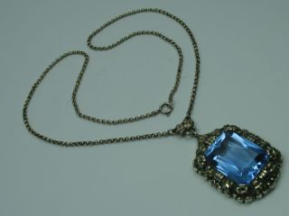 PrÄchtige Traumhafte Alte Collier Kette Um 1920 Aus 830 Silber Mit Blauem Stein Bild