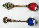 2 Renaissance - LÖffel = Rot,  Blau Emaille Top - Schmuck nach Epochen Bild 3