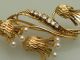 Brosche Gold 750 Brillanten Perlen Handarbeit Floral BlÜten Schmuck nach Epochen Bild 1