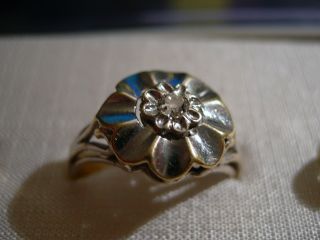 Antiker Brilliant - Ring In Weißgold 750 Wie Eine Blüte Ca 0,  1 Ct Bild