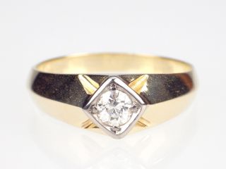 Jugendstil 585 Gelb Gold Altschliff Diamant Solitär 0,  30 Ct Ring,  Verlobung,  Antik Bild