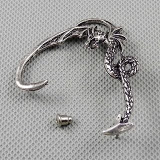 1x Pin Ear Clip Nail Rhinestones Earrings Ohrschmuck Xf185a Left Side Dragon Bild
