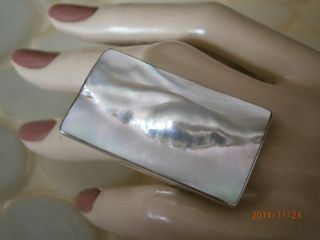 4,  5 Cm X 2,  5 Cm Riesiger Designer Ring Mega Xxl Unikat 925 Silber Perlmutt Top Bild