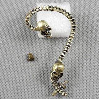1x Punk Pin Vintage Jewellery Women Earrings Ohrschmuck Xf195b Left Side Skull Bild